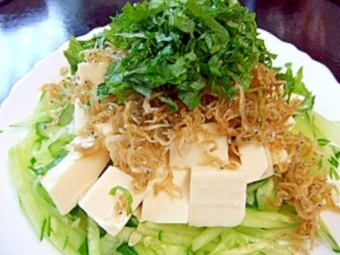 カリカリじゃこの夏野菜サラダ＆とうふ